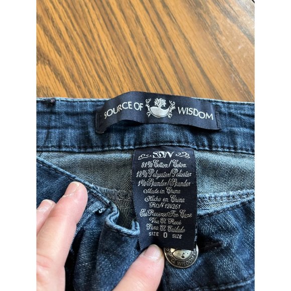 Source of Wisdom woman’s pull on button front straight leg jean size 0 - Picture 7 of 14